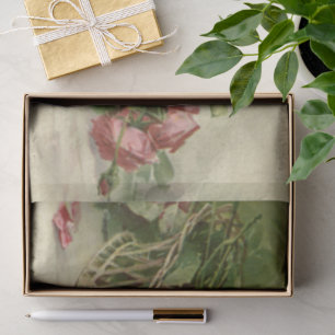 Papier Mousseline Saint-Valentin d'amour vintage, roses rouges cramo