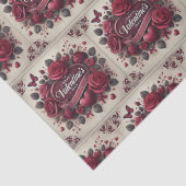 Papier Mousseline Saint Valentin Design avec Roses et coeur (Détail)