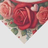 Papier Mousseline Saint Valentin Design avec Roses et Coeurs (Détail)