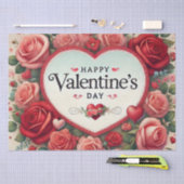 Papier Mousseline Saint Valentin Design avec Roses et Coeurs (Artisanat)