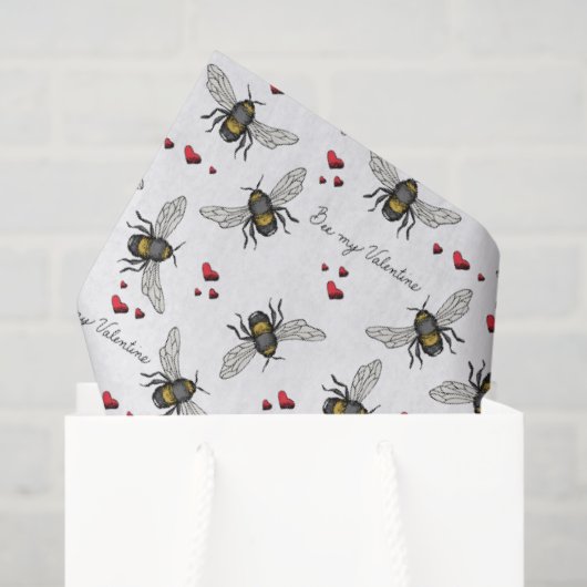 Papier Mousseline Saint-Valentin Mine d'abeilles Motif des abeilles (Sac cadeau)