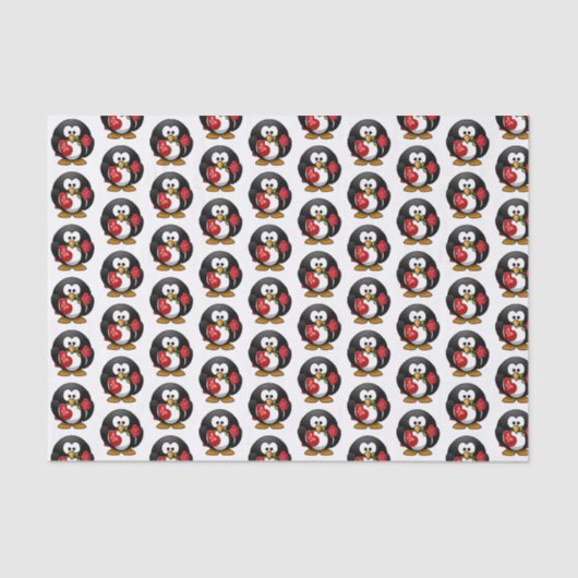 Papier Mousseline Saint Valentin Penguin avec chocolat et cadeau Ros (Recto)