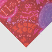 Papier Mousseline Saint Valentin Rose rouge Je t'aime Typographie (Détail)