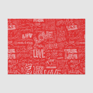 Papier Mousseline Saint-Valentin Rouge Blanc Vrai Parole d'amour Art