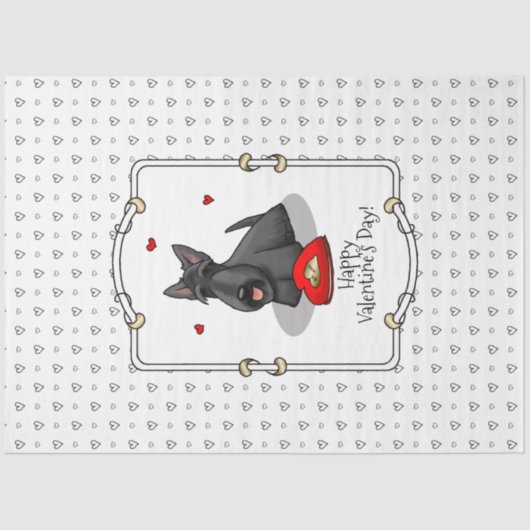 Papier Mousseline Saint-Valentin (rouge) Chien écossais (noir) migno (Recto)