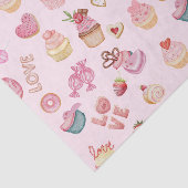 Papier Mousseline Saint Valentin Sucres et Cupcakes rose (Détail)