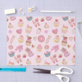Papier Mousseline Saint Valentin Sucres et Cupcakes rose (Artisanat)