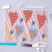 Papier Mousseline Saint Valentin Tissu Papier Love Coeurs (Artisanat)