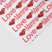 Papier Mousseline Saint Valentin Tissu Papier Love Mamma Red Hearts (Détail)