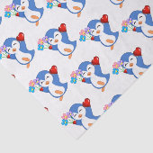 Papier Mousseline Saint Valentin Tissu Papier Penguin Coeurs (Détail)