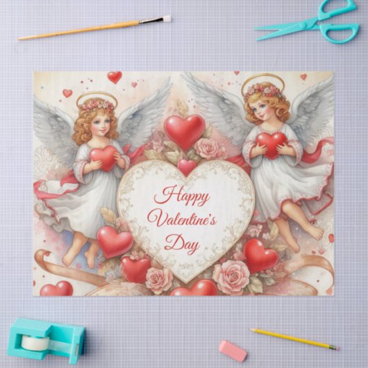Papier Mousseline Saints anges de la Saint-Valentin (Artisanat)