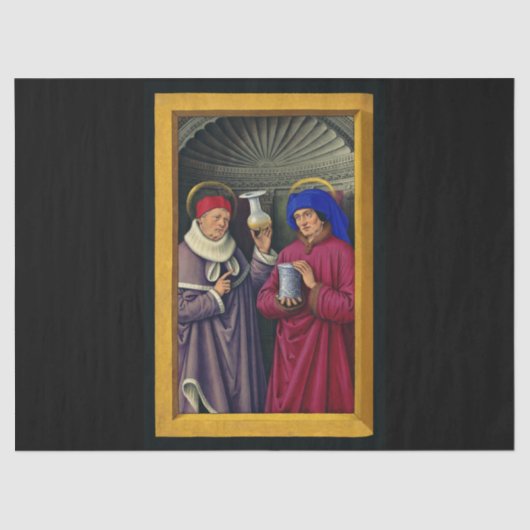 Papier Mousseline Saints Cosmas et Damian par Jean Bourdichon (Recto)