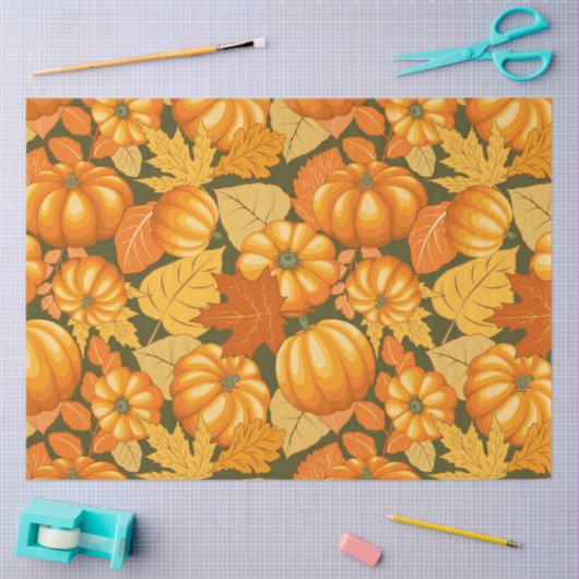 Papier Mousseline Saison d'automne Halloween Citrouille Motif (Artisanat)