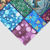 Papier Mousseline Salmon Crazy Quilt Floral Whimsical Decoupage (Détail)