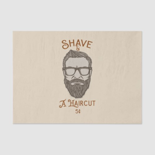 Papier Mousseline Salon de coiffure rétro graphique de barbier (Recto)