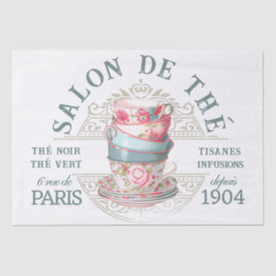 Papier Mousseline Salon de Thé Tearoom Français Rose Tea Decoupage