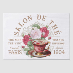 Papier Mousseline Salon de Thé Tearoom Français Rose Teacup Découpag