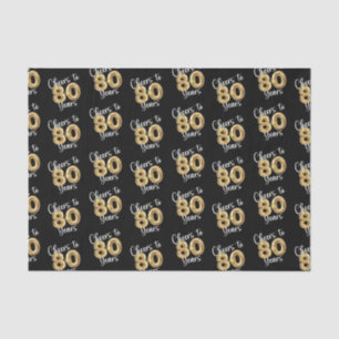 Papier Mousseline Salutations à 80 ans Black Gold Anniversaire