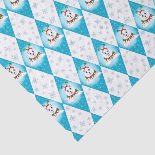 Papier Mousseline Samoyed Winter Holiday Diamond Motif (Détail)