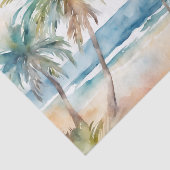 Papier Mousseline Sandy Watercolor Plage tropicale, Palmiers (Détail)