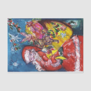 PAPIER MOUSSELINE SANTA CLAUS AVEC CADEAUX DE NOËL