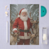 Papier Mousseline santa claus avec rennes en bois neigeux noël (Artisanat)