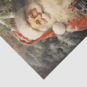 Papier Mousseline Santa Claus Cuddling a Christmas Tree Ivy Berries  (Détail)