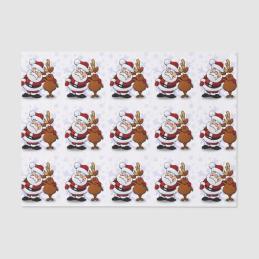 PAPIER MOUSSELINE SANTA CLAUS ET RUDOLPH (Recto)