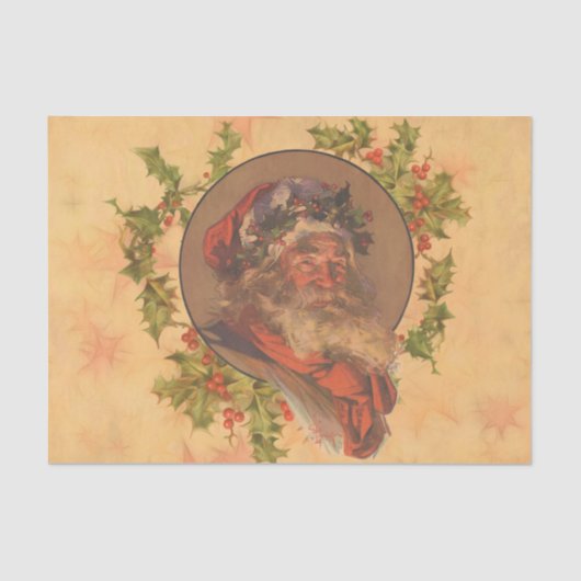 Papier Mousseline Santa Claus Noël Portrait Vintage (Recto)