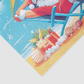 Papier Mousseline Santa Claus Se détendre sur une plage tropicale (Détail)