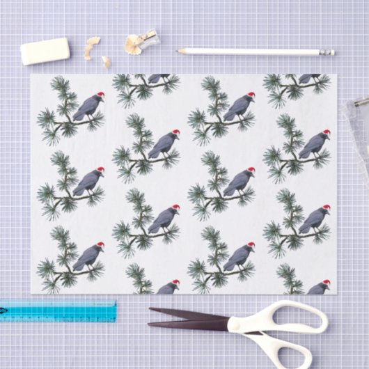 Papier Mousseline Santa Crow in Pine Tissue Paper (Artisanat)