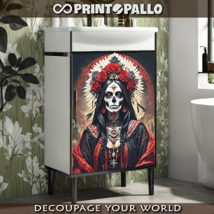 Papier Mousseline Santa Muerte en costume d'horreur traditionnel
