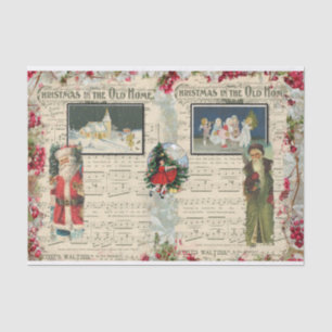 Papier Mousseline Santas de Noël Vintage, Enfants, Notes musicales