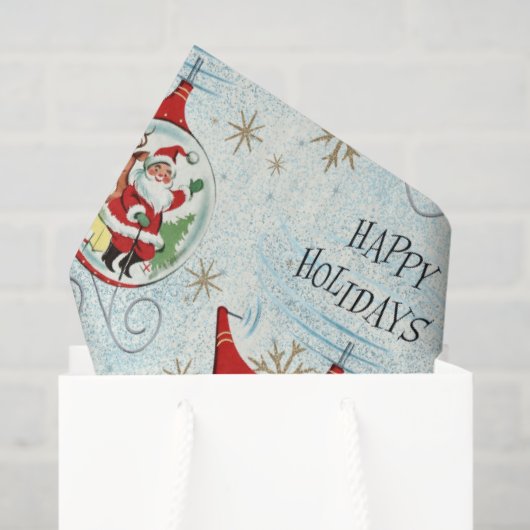 Papier Mousseline Santa's Retro Rotor Sleigh (Sac cadeau)