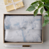 Papier Mousseline Sapphire Bleu Gris Argent Marbre Métallique Abstra (Cadeau)