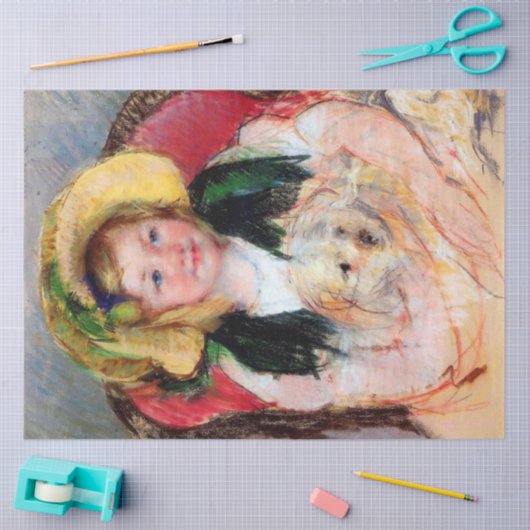 Papier Mousseline Sara avec son chien, Cassatt (Artisanat)