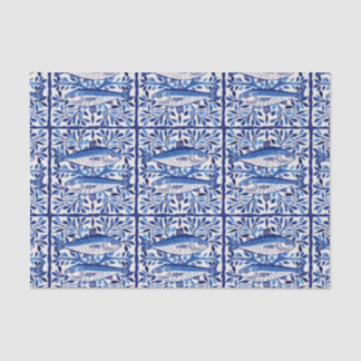 Papier Mousseline Sardine bleue et blanche portugaise