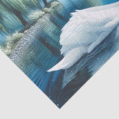 Papier Mousseline Saule d'aquarelle et découpage de cygne blanc (Détail)