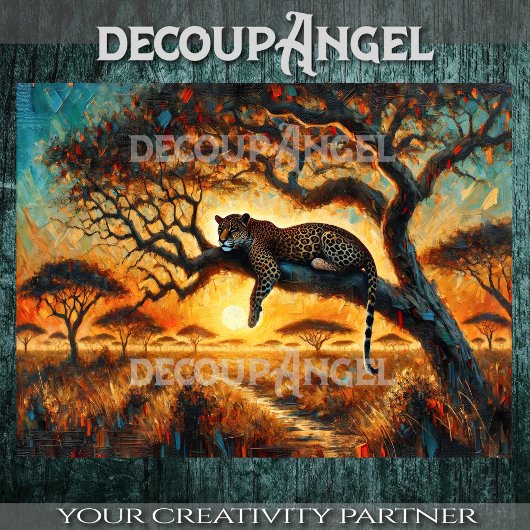 Papier Mousseline Savannah Sunset Jaguar Découpage