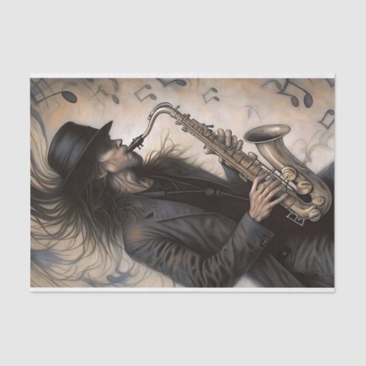 Papier Mousseline Saxophone & Jazz Music Lovers Decoupage (Recto)