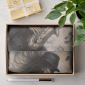 Papier Mousseline Saxophone Player in Motion Musical Notes Decoupage (Cadeau)