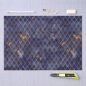 Papier Mousseline Scales de dragons bleu marine et or (Artisanat)