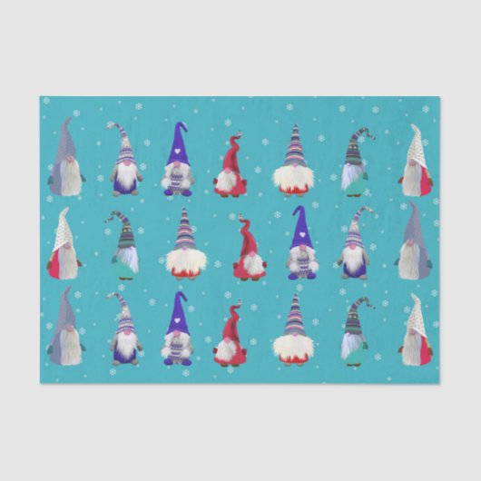 Papier Mousseline Scandi Gnomes Noël #2 Papier Tissu (Recto)