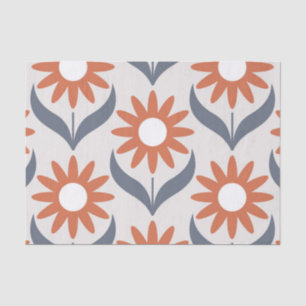 Papier Mousseline Scandinave rétro motif floral, fleur rétro, vin