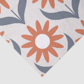 Papier Mousseline Scandinave rétro motif floral, fleur rétro, vin (Détail)