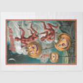 Papier Mousseline Scary Vintage Halloween Devils et Jack-O-Lanterns (Recto)