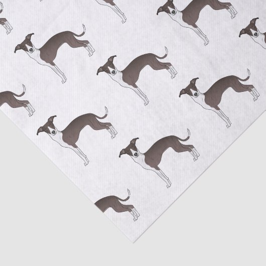Papier Mousseline Sceau Et Blanc Italien Greyhound Cute Chien Motif (Détail)
