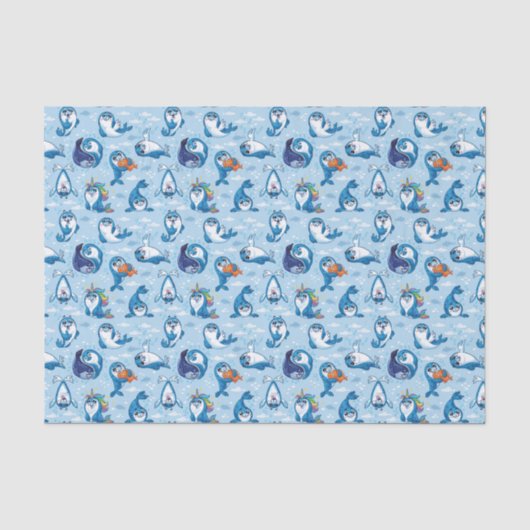 Papier Mousseline Sceaux Bébés Bleus (Recto)