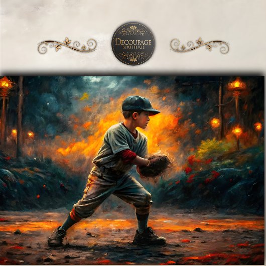 Papier Mousseline Scène de feu de garçon de baseball découpage