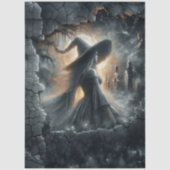Papier Mousseline Scène de forêt au clair de lune avec sorcière goth (Recto)